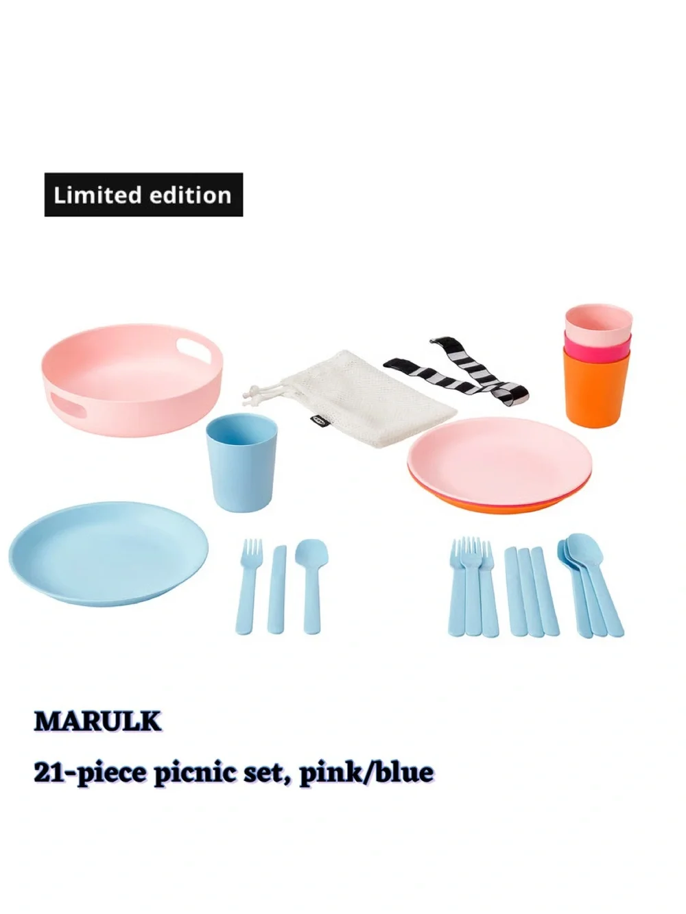 21-Piece Picnic Set in Pink and Blue